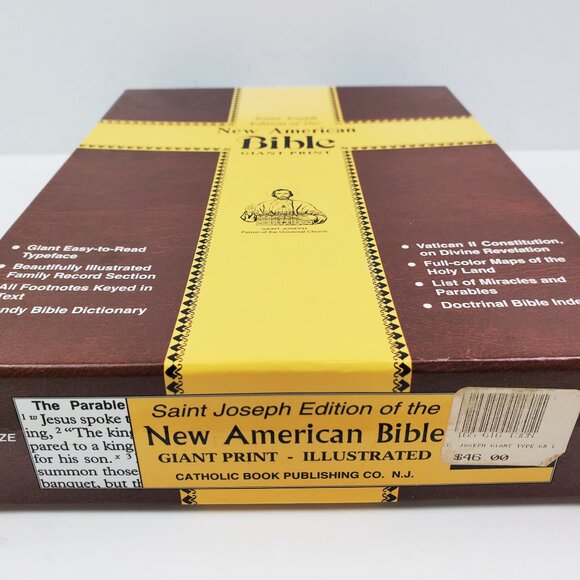 New American Bible Saint Joseph Giant Print Vintage 90s Gold Gilded Unread - Picture 5 of 11
